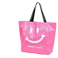 Sac de rangement de voyage réutilisable et imperméable, en PP tissé laminé robuste, surdimensionné avec motif lettres