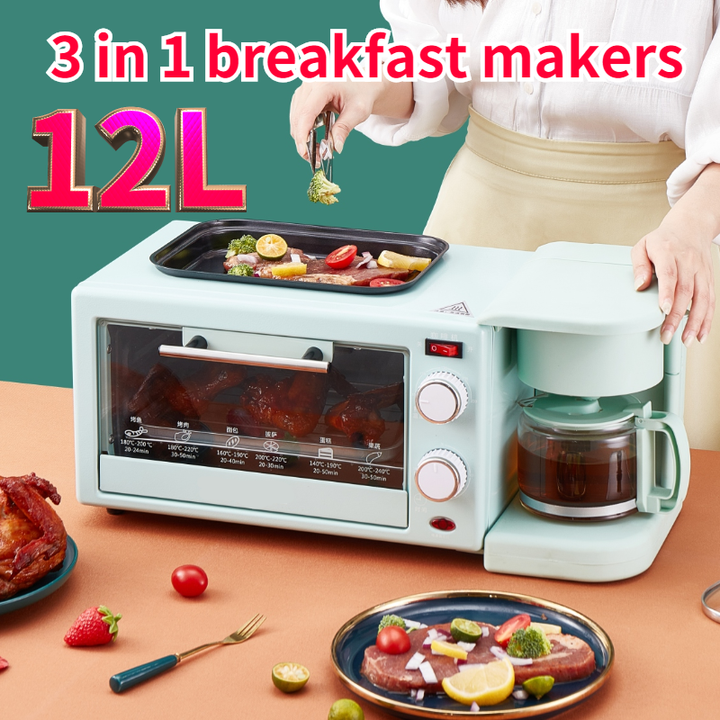 12L 3 in1朝食メーカーセット多機能マシントースターオーブンコーヒー 