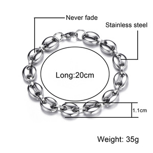 Bracelets chaînes à maillons Figaro pour <span class=keywords><strong>homme</strong></span> et femme, bijou en acier inoxydable, en forme <span class=keywords><strong>de</strong></span> grains <span class=keywords><strong>de</strong></span> <span class=keywords><strong>café</strong></span>, maillons, Hip Hop, 1 mètre - Product Image 3