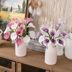 CallaFloral Mini Lirios Calla Artificiales de EVA, Blancos, Rosas y Morados, Decoración para Interiores del Hogar, Ramo de Plástico - Product Image 1