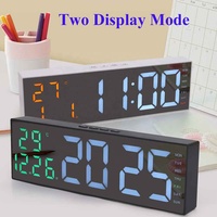 Reloj Despertador Digital LED de Pared con Temperatura, Calendario, Retroiluminación Ajustable y Temporizador para Dormitorio u Oficina