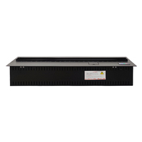 Cheminée électrique 3D intégrée de 1,5 m avec table console intérieure sans chauffage, flamme LED avec vapeur d'eau