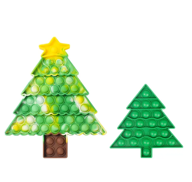 AA088 Children Educational Toys Simple Fidget Xmas Square Push Bubble Jigsaw Christmas Tree Snowflake Puzzle Fidget Toys