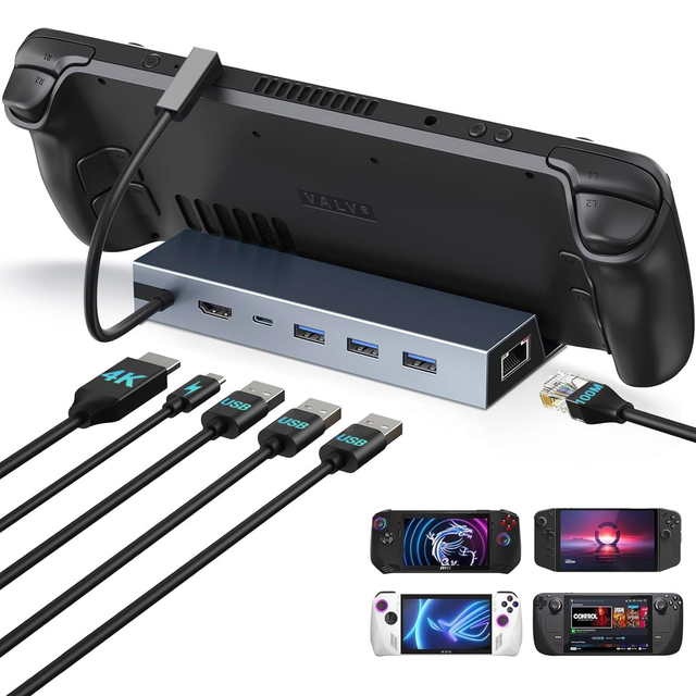 USB-C Charging Stand Docking Station Steam Deck 4K 60Hz 1000Mbps LAN Adapter Gigabit Network Card USB3.0 Protection PD100W
