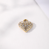 Pendentif en or jaune 18 carats en acier inoxydable résistant à l'eau avec diamant, breloque disque cœur en diamant magnifique