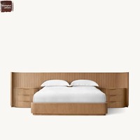 Modernes Amerikanisches Vintage Massivholz Eichen-Kingsize-Doppelbett mit Nachttisch-Set - Wohnmöbel mit Anpassbaren Funktionen aus Nantong