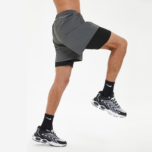 Pantalones Cortos Deportivos para <span class=keywords><strong>Hombre</strong></span>, para Correr, Maratón, <span class=keywords><strong>Atletismo</strong></span>, de Secado Rápido, con Forro, Diseño de Dos Piezas, para Entrenamiento, Fitness, Poliéster y Elastano, Tres Cuartos - Product Image 5