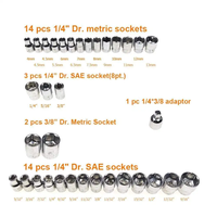 Kit de douilles à cliquet 40 pièces, entraînement 1/4 et 3/8, coffret plastique portable, jeu de clés, outil de réparation automobile, outils à main en gros