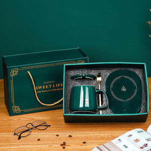 Gift Box Ceramics Cup Set Self Heated Mug Temperature Control <b>Smart</b> Electric Coffee Mug <b>Heater</b> Cup Warmer Coffee Coaster Warmer - Product Image 6