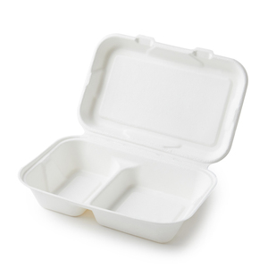 450ml サトウキビバガス製 使い捨てランチボックス フタ付き 惣菜容器 バーガーケース - Product Image 3
