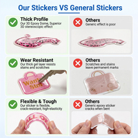 BOTU Individuell Bedruckte Dekorative Aufkleber Kristallklare Gel 3D Kiss-Cut Doming-Sticker A6 A5 Bögen Vollfarbige Epoxidharz-Dom-Aufkleber