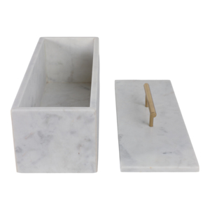 Scatola portaoggetti rettangolare in marmo con maniglia in metallo per decorazioni per la casa, portaoggetti per gioielli e ricordi - Product Image 2