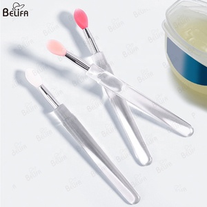 Nuevo con tapa de cubierta Mini cepillo sombra de ojos Color de labios Máscara de labios Aplicador de Arte de uñas Crystal Stick cepillo de brillo de labios de silicona transparente - Product Image 6