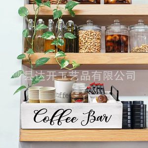 กล่องเก็บของบาร์กาแฟไม้โครงไม้เนื้อแข็งสไตล์ย้อนยุคออแกไนเซอร์ครัวอเนกประสงค์ - Product Image 2