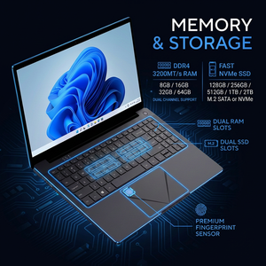 แล็ปท็อปหน้าจอสัมผัส I3 I5 I7 I9 แล็ปท็อปใหม่เอี่ยมขนาด 15.6 นิ้ว คีย์บอร์ดมีไฟแบ็คไลท์ พร้อมระบบสแกนลายนิ้วมือ คอมพิวเตอร์ I5 - Product Image 3