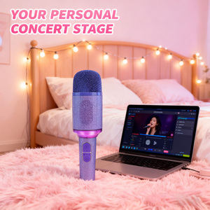Custom Effect RGB Portable Sound Noise Reduction Handheld BT <b>Wireless</b> <b>Microphone</b> Speaker for Singing Party - Product Image 3