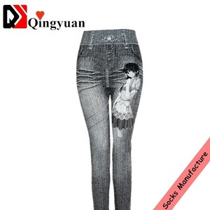 Pantaloni di Jeans per adolescenti donna donna <span class=keywords><strong>Leggings</strong></span> in <span class=keywords><strong>pile</strong></span> senza cuciture stampati su misura per sublimazione da donna - Product Image 1