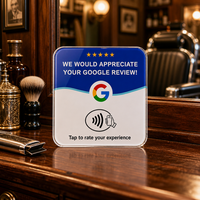 Carte NFC en acrylique pour avis Google de salon de coiffure vintage, plaque de notation tactile pour station de coiffure avec logo personnalisé