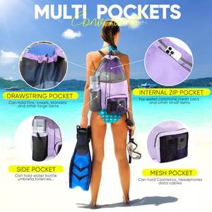 Muestra Gratuita, Bolsa de Deporte Personalizada de Gran Capacidad para Natación, Gimnasio y Entrenamiento, Mochila de Malla con Cordón, Bolsa de Equipo de Playa con Bolsillo - Product Image 3