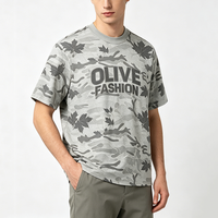 T-shirt en coton lourd pour homme, camouflage, manches courtes, jersey, t-shirt personnalisé avec logo brodé, streetwear, tee-shirt pour la vente en gros