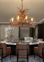 Lustre suspendu rétro nordique américain en forme de bois de cerf, style nordique, luminaires suspendus pour bar, lampe LED en forme de corne de cerf pour chambre à coucher