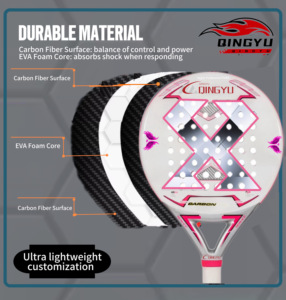 Racchette da Tennis per Donna in Vendita, Superficie Ruvida 3K Opaca con EVA Morbido, Racchette da Padel Drop Shot 12K, Miglior Prezzo Professionale all'Ingrosso - Product Image 4