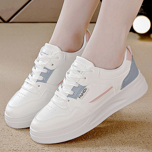 Women's White Slip-On Flat <b>Heel</b> Lightweight Durable All Seasons Cotton Pu Upper Shoes - Product Image 4