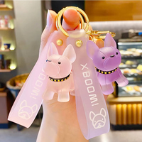 Gantungan Kunci Boneka Transparan Kartun Bulldog Prancis Gaya Baru, Liontin Tas Lucu, Gantungan Kunci, Hadiah Kecil untuk Keluarga dan Teman