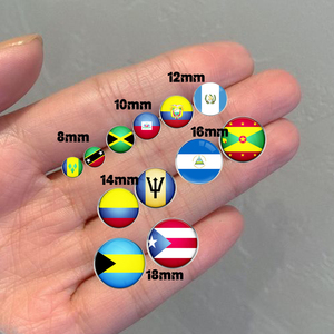 Pendientes de botón con diseño de bandera de 233 países para mujer, con cabujón de cristal y cúpula, para niñas y damas. - Product Image 3