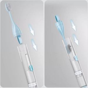 Nouvelle conception, brosse à dents portable 3 en 1, légère, pliable, en plastique, kit de voyage pour hôtel avec dentifrice intégré, brosse douce - Product Image 3