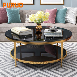 Marble Top <strong>Coffee</strong> <strong>Table</strong> <strong>Curved</strong> Design Center <strong>Table</strong> for Living Room - Product Image 2