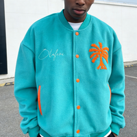 Veste personnalisée streetwear d'hiver pour homme, en chenille épaisse, avec logo brodé et poches en cuir, style color block