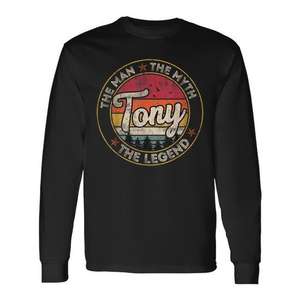 Tony The Man The Myth The Legend Camiseta de manga larga con nombre personalizado, cuello redondo unisex, ropa promocional para adultos - Product Image 1
