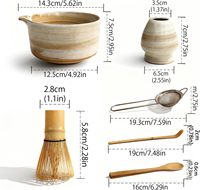 Ensemble de fouets à matcha 6 pièces, kit de thé japonais traditionnel avec fouet en bambou, bol en céramique et tamis, cadeau de démarrage pour le matcha pour Noël