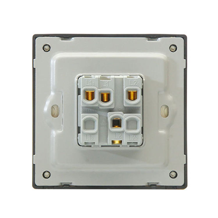 British Standard Acrylic Luxury Style 100000 Times Mechanical Life Wholesale Power Wall 2 Gang 1/2 Way Switches