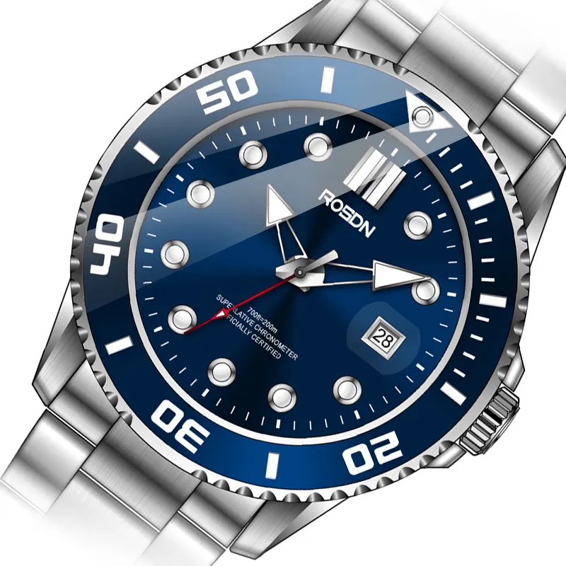 High Quality OEM Men Stainless Steel Watch Unique Design For Diver Support 200 Meter 20 ATM Luminous Mechanical Watch