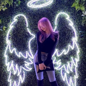 Enseigne néon LED Ailes d'<span class=keywords><strong>ange</strong></span> personnalisable avec halo et texte pour décoration de mariage, éclairage de zone photo murale - Product Image 1