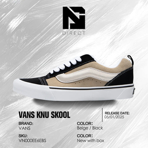 Vans Knu Skool Beige / Black Canvas Lace Up Vulcanize Style Chaussures de skateboard respirantes toutes saisons - Product Image 6