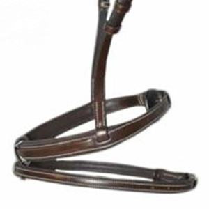 Brida doble de cuero genuino de alta calidad con banda para la nariz anatómica y banda ancha de canal vacío perfecta para caballos profesionales - Product Image 2