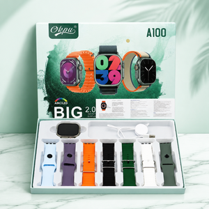 ชุดของขวัญนาฬิกาอัจฉริยะ A100 7‑in‑1, นาฬิกาฟิตเนสหน้าจอขนาดใหญ่ AMOLED ขนาด 2.06 นิ้วพร้อมสายรัด 7 สี - Product Image 1