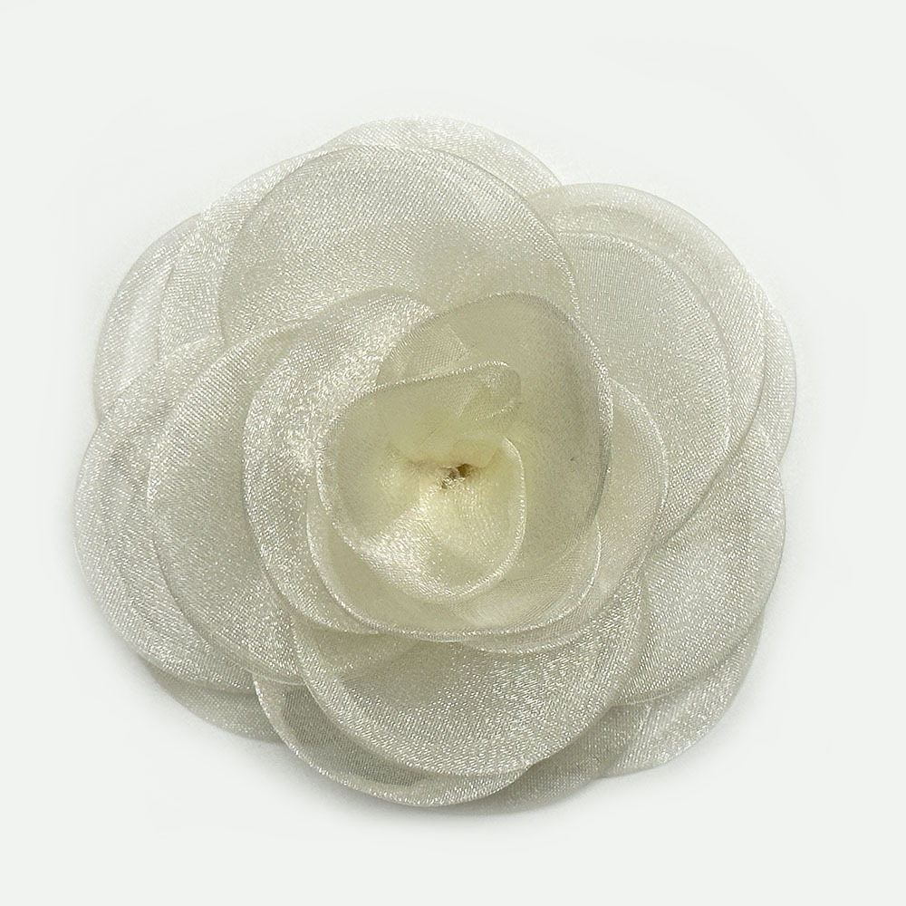 20-1 m white - 10cm organza roasted border flower