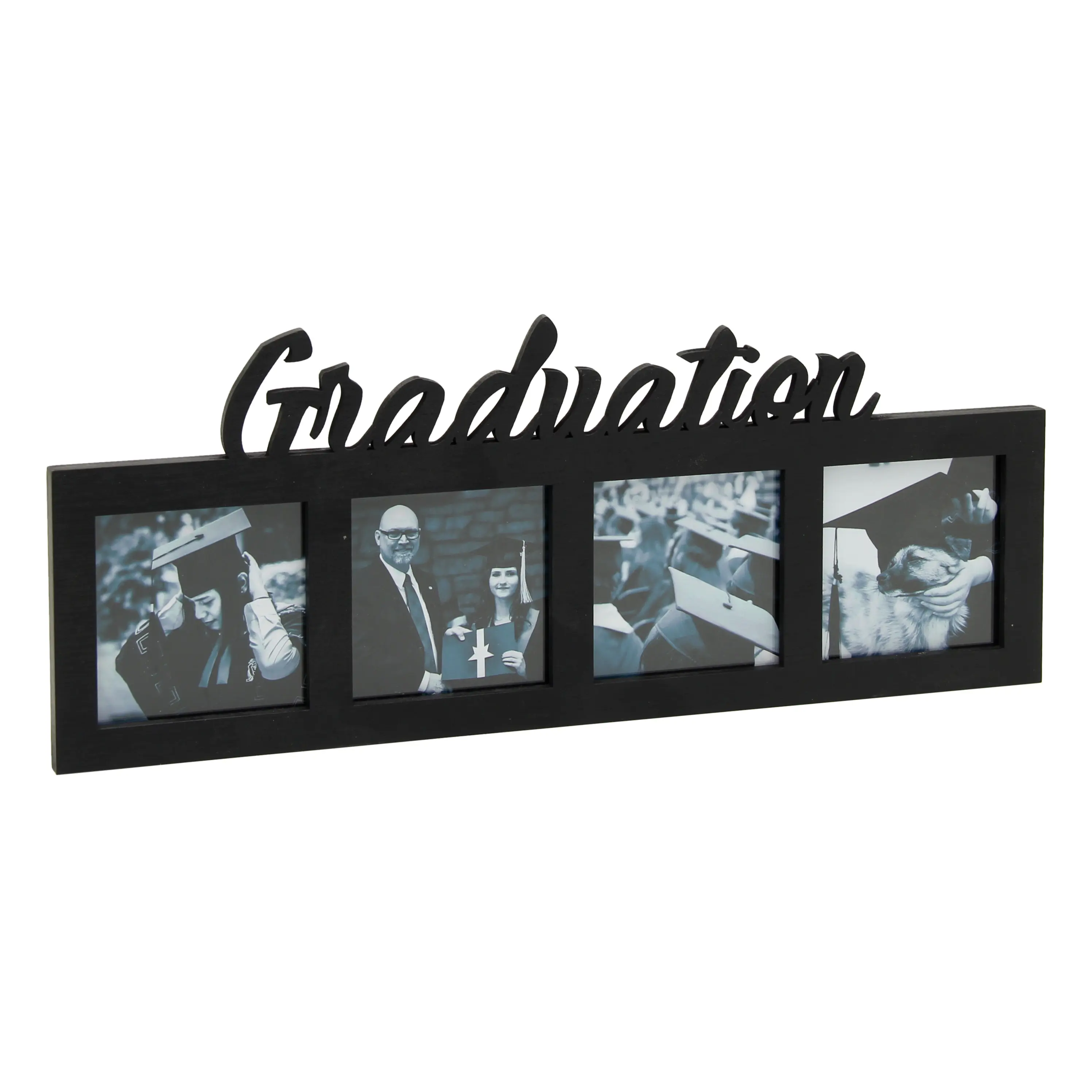 Verkaufen Sie gut New Type 35x14cm Schwarz 4 Picture Graduation Frame Holz Foto rahmen