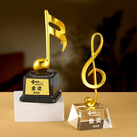 Trophée de Compétition de Piano Musical en Cristal Haut de Gamme, Créatif, avec Note Musicale, Microphone de Chant, pour Hôte, Discours, Voix, Gravé, Offre Spéciale