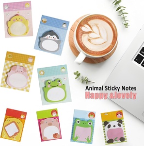 6 pièces de notes autocollantes en forme d'animaux mignons, notes autocollantes adhésives, décoration de dessins animés, marqueurs de notes pour le bureau - Product Image 5
