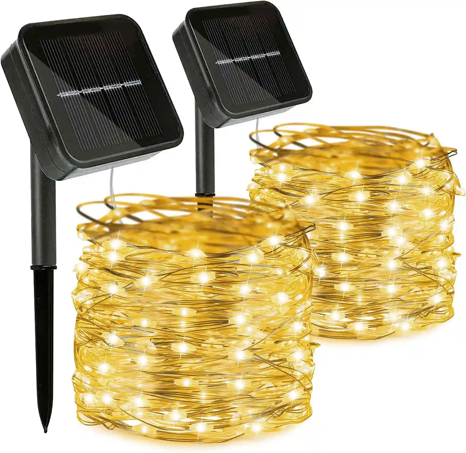 Fio de cobre solar LED à prova d'água para uso ao ar livre iluminação de férias decoração de Natal luz de árvore LED luz de corda