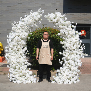 Artificial Flower Factory White Wedding Flowers Horn Arch Floral Arrangement for Outdoor Wedding Backdrop Decor - Product Image 1