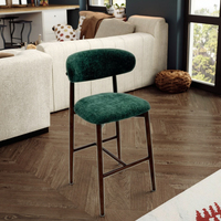 Tabouret de Bar Moderne de Luxe avec Dossier Haut Fer Art Simple Bois Clair Chaise Haute Contemporaine pour Maison Cuisine Chambre Usage Extérieur