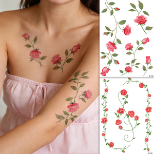 Tatouages temporaires imperméables à fleurs d'été en gros, autocollants de tatouages temporaires colorés pour femmes et filles - Product Image 1