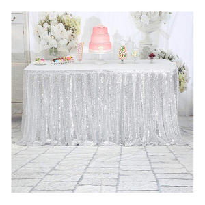 Personnalisable Blanc 100% Polyester Table Jupe Jetable Hôtel Caractéristiques Graphique Motif Style pour Fête Mariages - Product Image 6