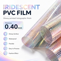 Film PVC à motif cœur irisé de 0,4 mm, feuille plastique flexible holographique brillante, nappe imperméable et durable